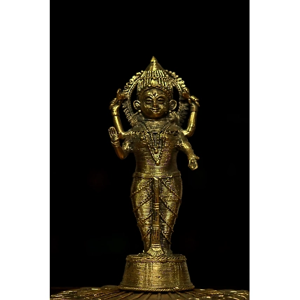 Handmade Dhokra - Standing Maa Laxmi on Base-Dhokra_29