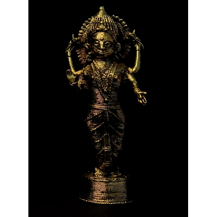 Handmade Dhokra - Standing Maa Laxmi on Base-1