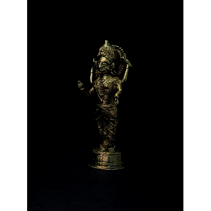 Handmade Dhokra - Standing Maa Laxmi on Base-2