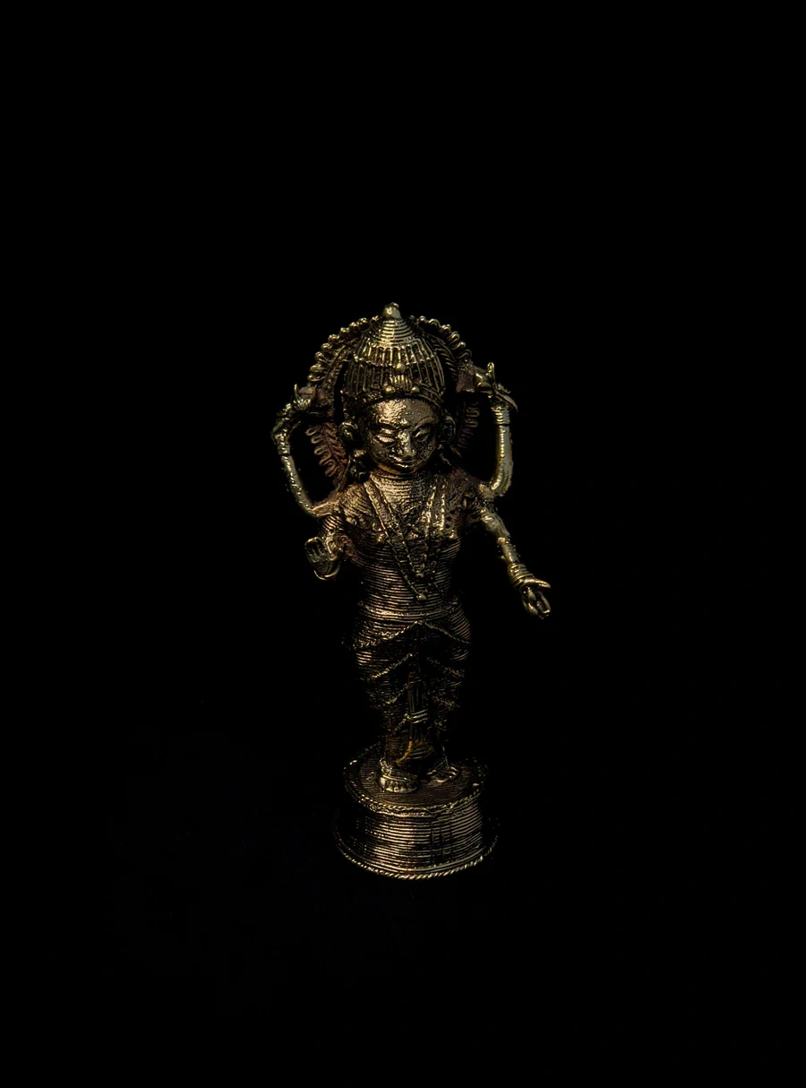 Handmade Dhokra - Standing Maa Laxmi on Base-3