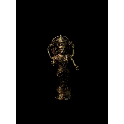 Handmade Dhokra - Standing Maa Laxmi on Base-3