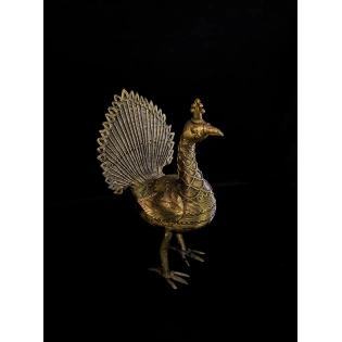 Handmade Dhokra Standing Peacock (1.5 kg)