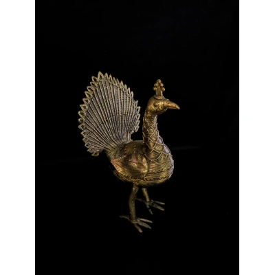 Handmade Dhokra Standing Peacock (1.5 kg)