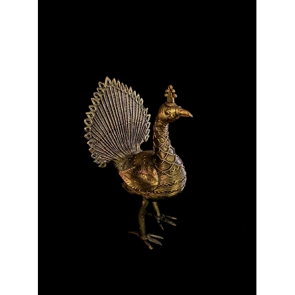 Handmade Dhokra Standing Peacock (1.5 kg)-Dhokra_31