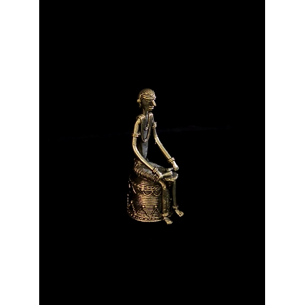 Handmade Dhokra Tribal Musician with Tabla-1