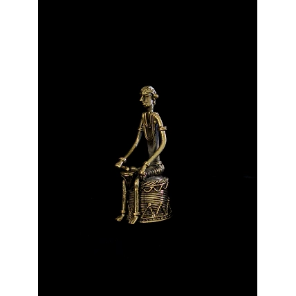 Handmade Dhokra Tribal Musician with Tabla-2