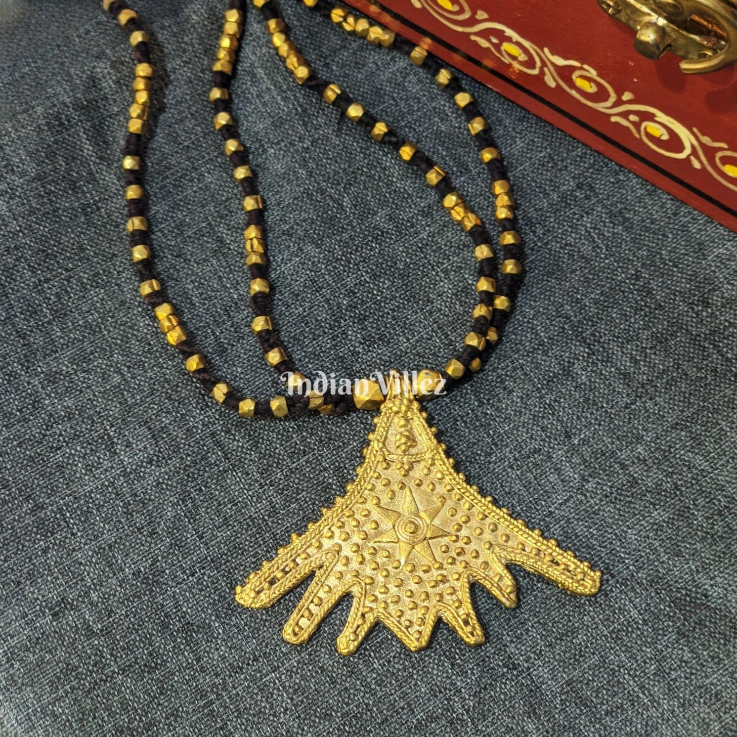 Handmade Tribal Dhokra Pendent Chain-J_7