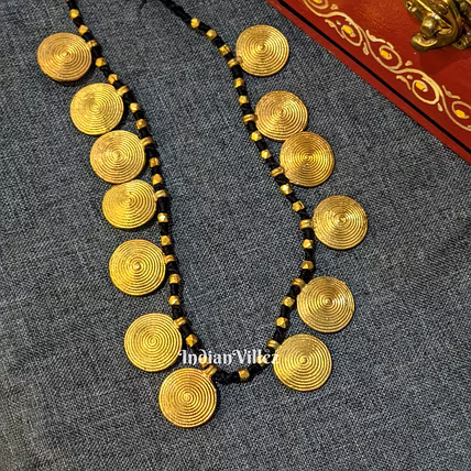 Handmade Tribal Dhokra Necklace ( Circles )-J_9