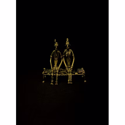 Handmade Dhokra Tribal Couple Sitting on Bed-Dhokra_40