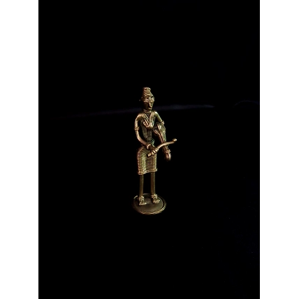 Handmade Dhokra - Standing Musician with Kendra-1