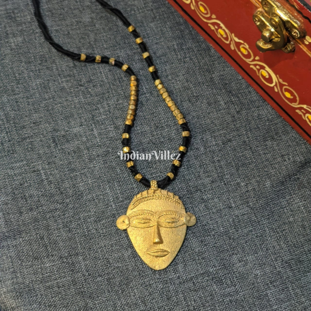 Handcrafted Dokra Tribal Necklace - Tribal Head-J_24