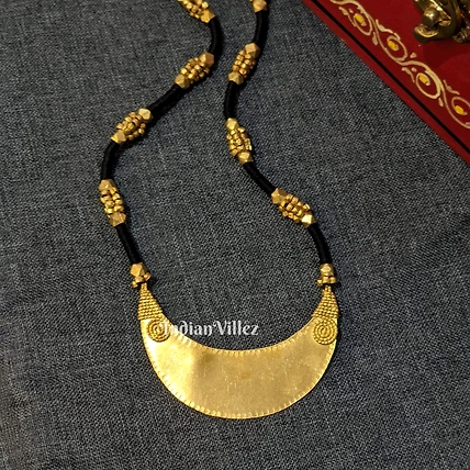 Handmade Pure Dhokra Necklace - Tilted Moon-J_28