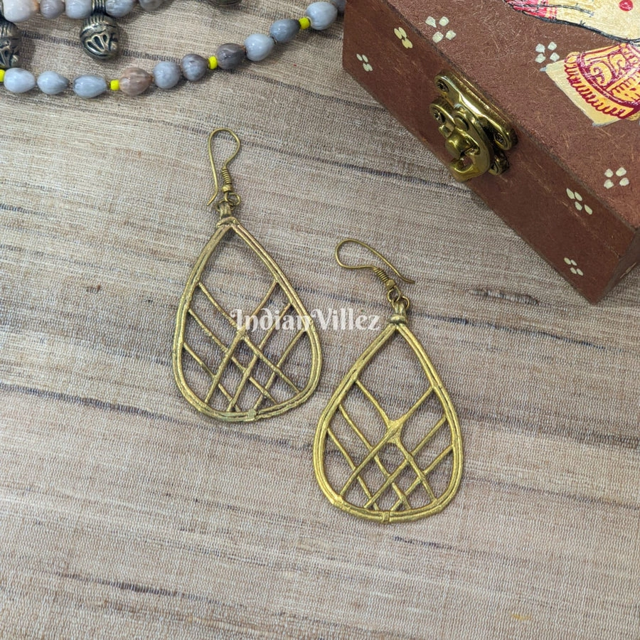 Handmade Dokra Tribal Brass Earrings-J_45