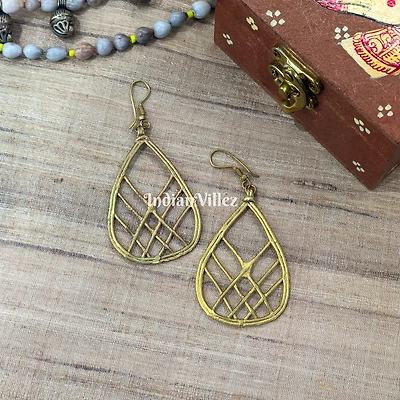 IndeVillez Handmade Dokra Tribal Brass Earrings