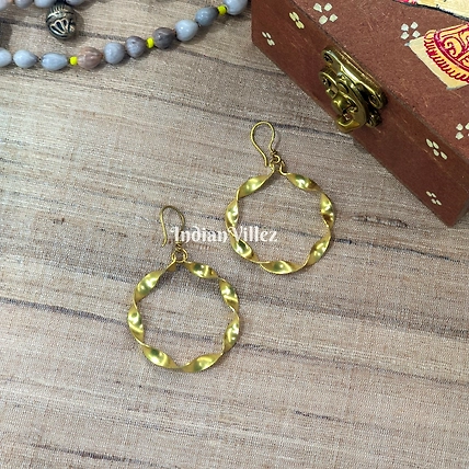 Handmade Dhokra Tribal Round Brass Earrings-J_46