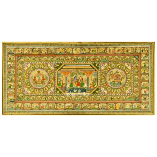 Krishna Leela With Kandarpa Rath & Kandarpa Hasti Pattachitra Painting For Home Wall Art Decor