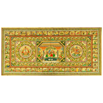Krishna Leela With Kandarpa Rath &amp; Kandarpa Hasti Pattachitra Painting For Home Wall Art Decor-WallPainting_18