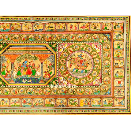 Krishna Leela With Kandarpa Rath &amp; Kandarpa Hasti Pattachitra Painting For Home Wall Art Decor-2
