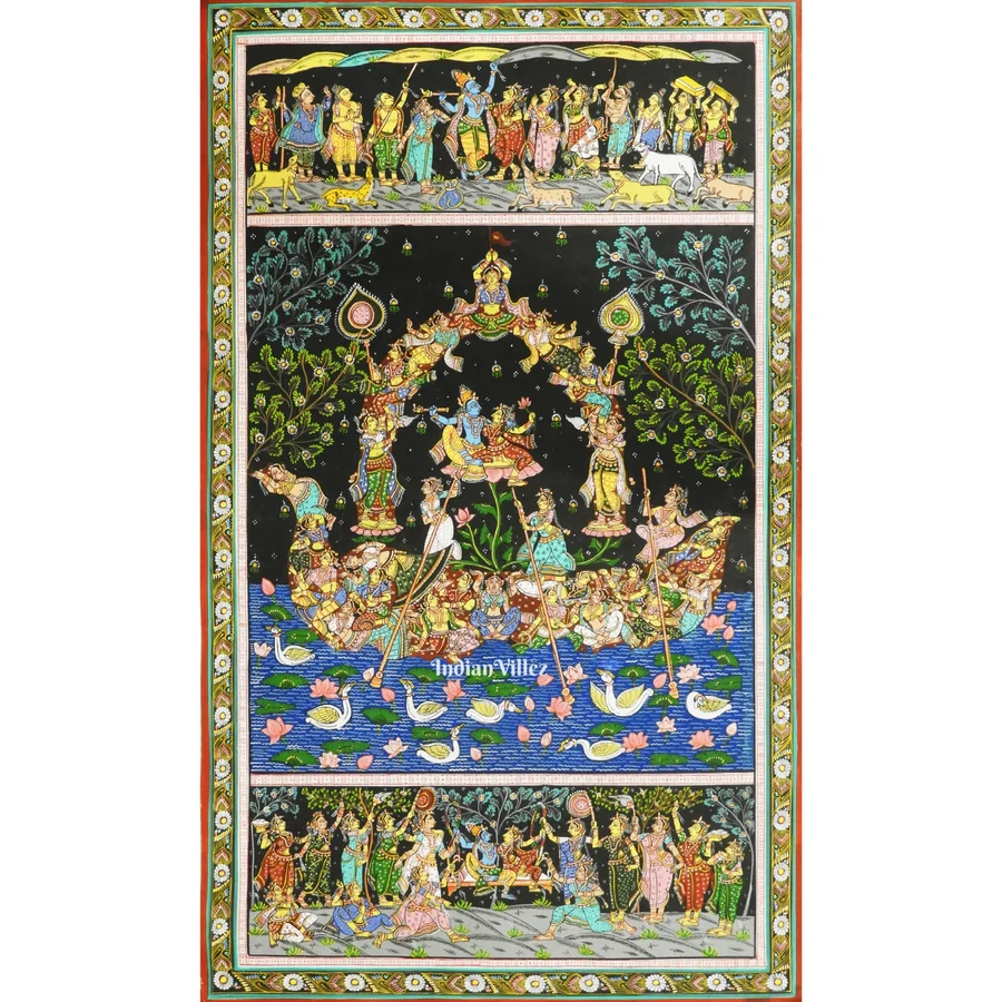 Nabakeli &amp; Krishna Leela Pattachitra Painting For Home Wall Art Decor-WallPainting_19