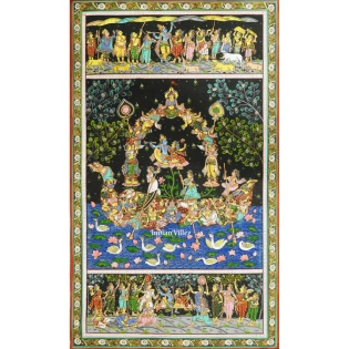 Nabakeli & Krishna Leela Pattachitra Painting For Home Wall Art Decor