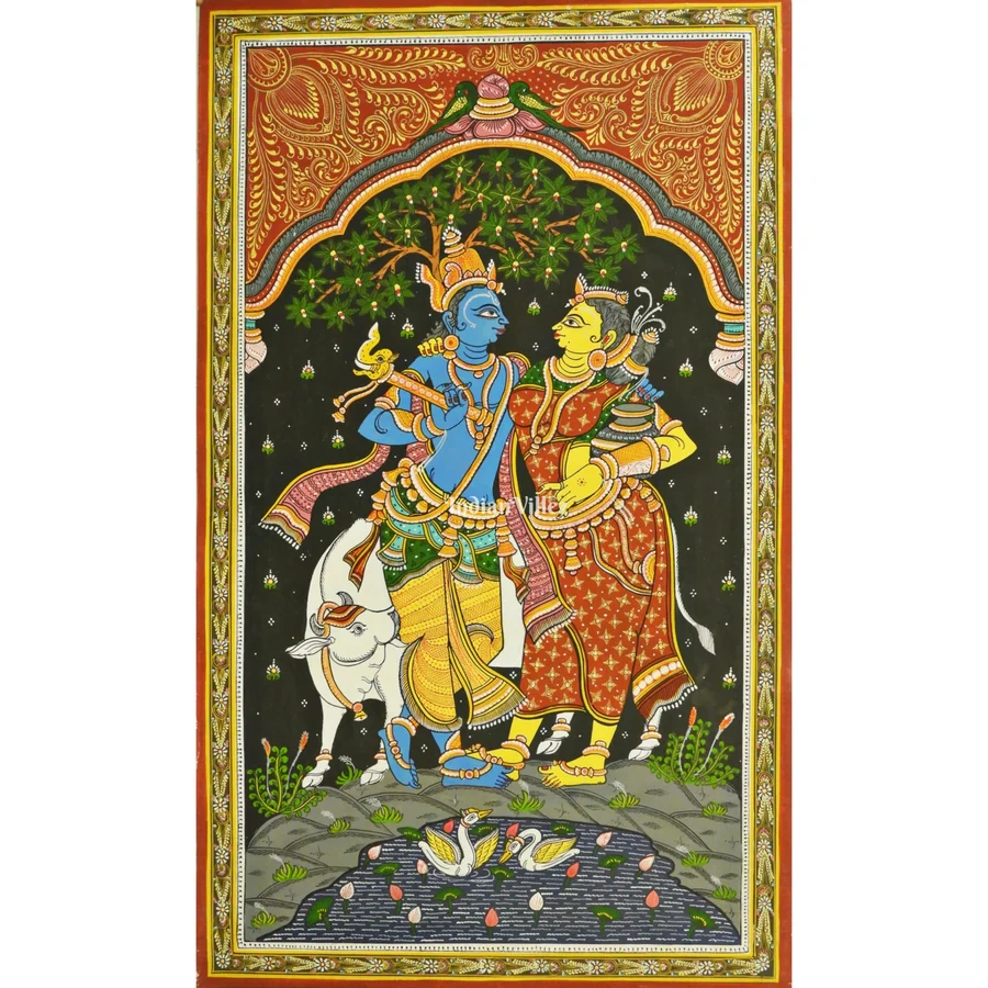 Radha Krishna Pattachitra Painting For Home Wall Art Decor-WallPainting_20