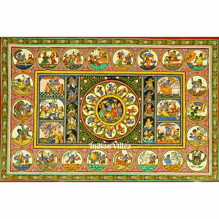 Shri Krishna Life-Story Pattachitra Art Painting For Home Wall Art Decor-WallPainting_26