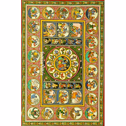 Shri Krishna Life-Story Pattachitra Art Painting For Home Wall Art Decor-1