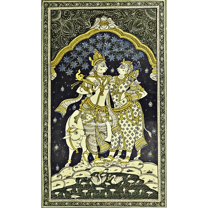 Radha Krishna Pattachitra Art Painting For Home Wall Art Decor-WallPainting_27