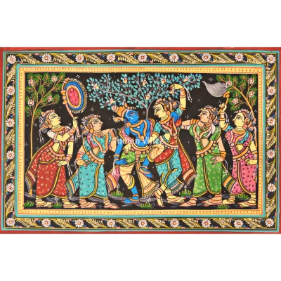 Radha Krishna Leela Pattachitra Art Painting For Home Wall Art Decor