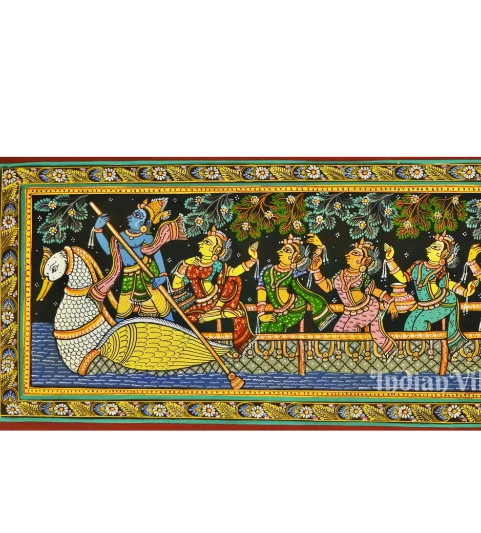 Lord Krishna Nabakeli Pattachitra Art Painting For Home Wall Art Decor-2