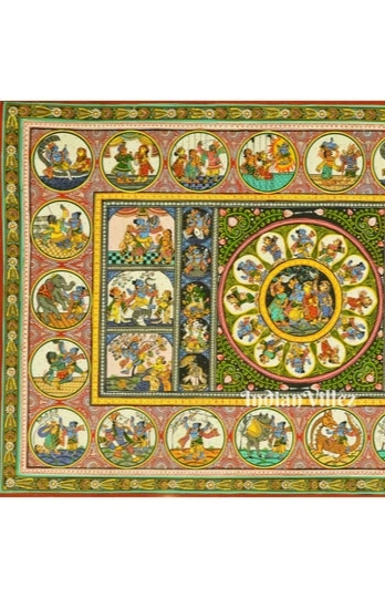 Shri Krishna Life-Story Pattachitra Art Painting For Home Wall Art Decor-2