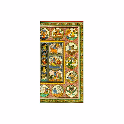 Shri Krishna Life-Story Pattachitra Art Painting For Home Wall Art Decor-3