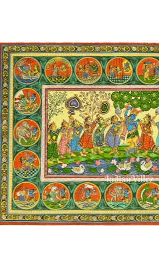 Shree Krishna Life Story Pattachitra Painting For Home wall Art Decor-1