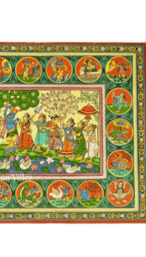 Shree Krishna Life Story Pattachitra Painting For Home wall Art Decor-2