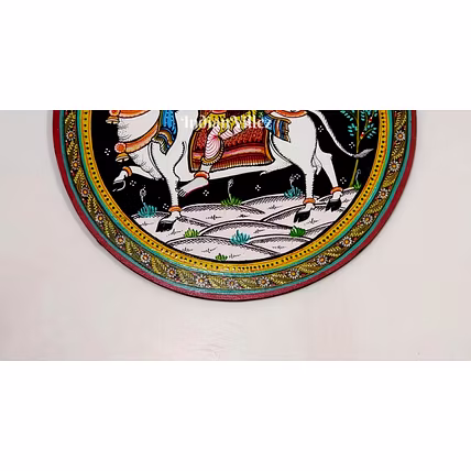 Shiva Parvati Hand-Painted Pattachitra Wall Plate (GI-Tag Handicraft)-2