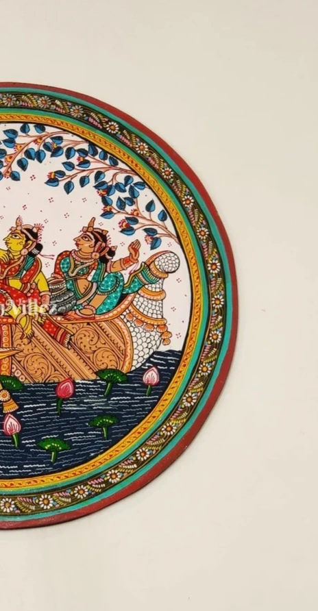 Gopi Naba Keli Hand-Painted Pattachitra Wall Plate (GI-Tag Handicraft)-2