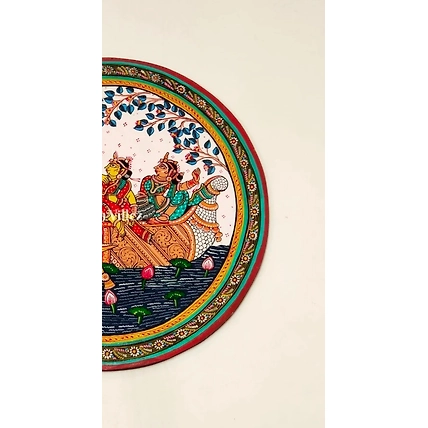 Gopi Naba Keli Hand-Painted Pattachitra Wall Plate (GI-Tag Handicraft)-2