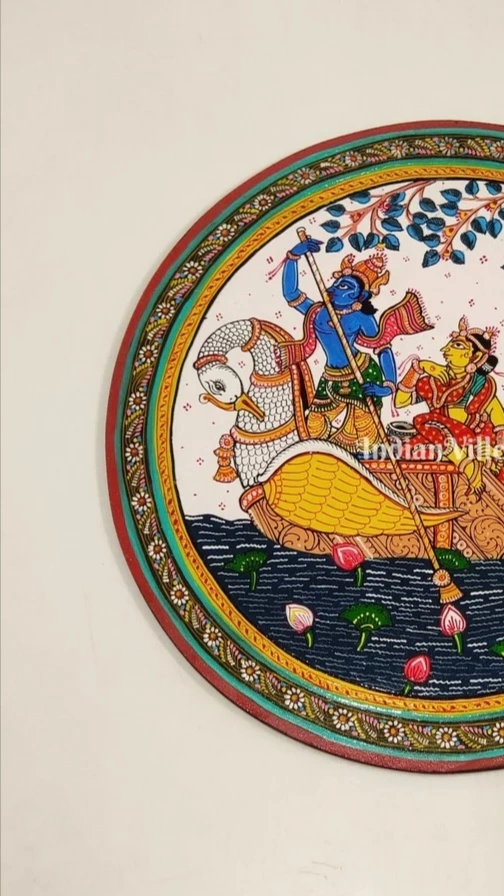 Gopi Naba Keli Hand-Painted Pattachitra Wall Plate (GI-Tag Handicraft)-1