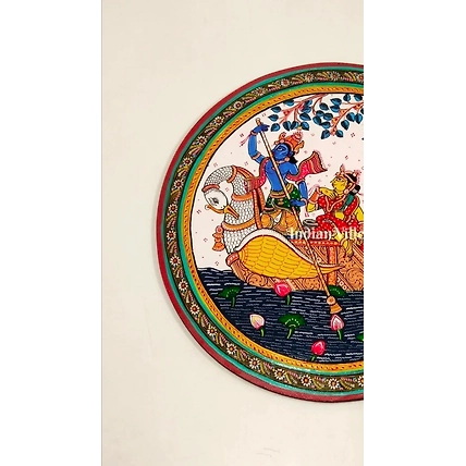 Gopi Naba Keli Hand-Painted Pattachitra Wall Plate (GI-Tag Handicraft)-1