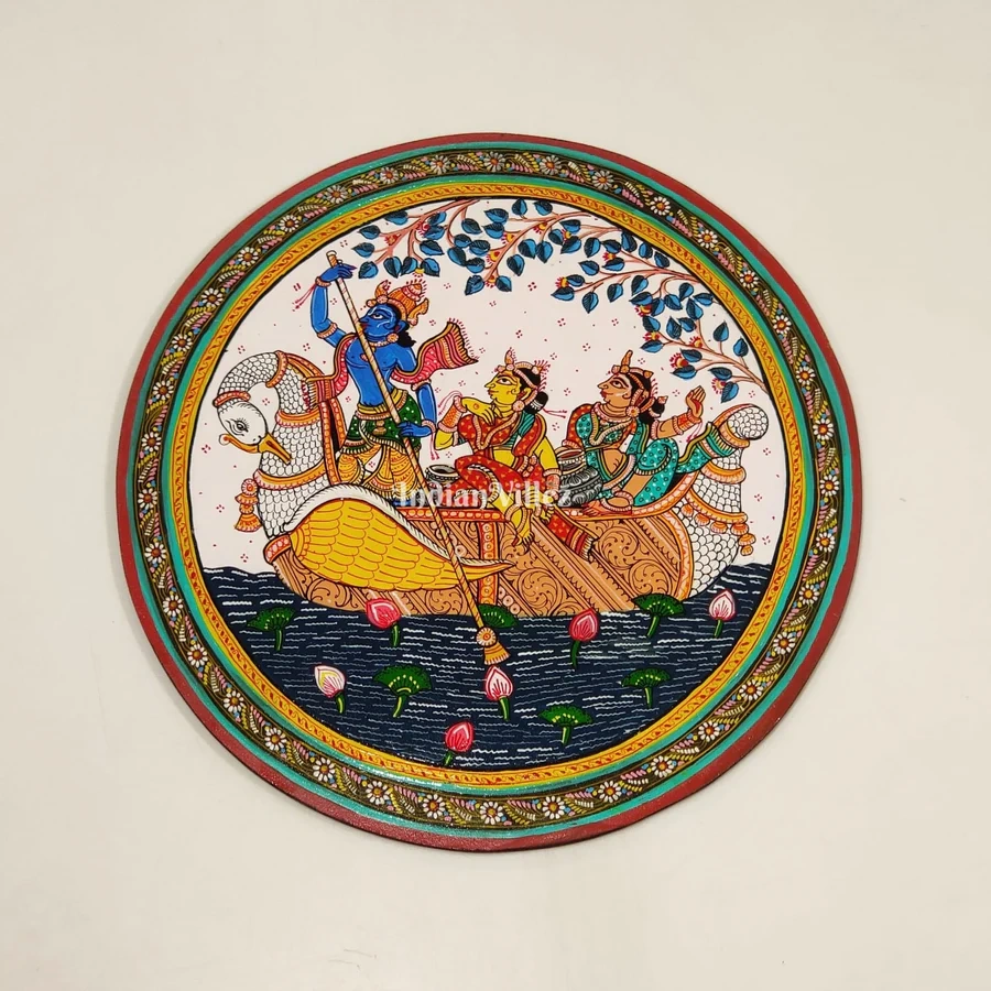 Gopi Naba Keli Hand-Painted Pattachitra Wall Plate (GI-Tag Handicraft)-WallPlate_3