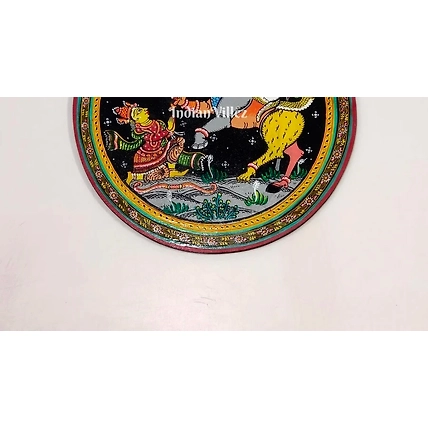 Arjuna Bows to Navagunjara Pattachitra Wall Plate (GI-Tag Handicraft)-1