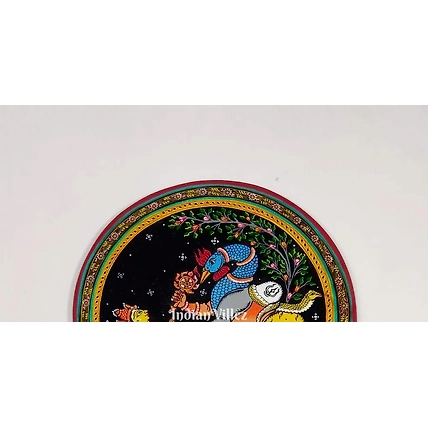 Arjuna Bows to Navagunjara Pattachitra Wall Plate (GI-Tag Handicraft)-2
