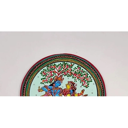 Radha Krishna Hand-painted Pattachitra Wall Plate (GI-Tag Handicraft)-1