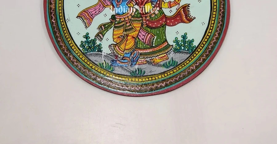 Radha Krishna Hand-painted Pattachitra Wall Plate (GI-Tag Handicraft)-2