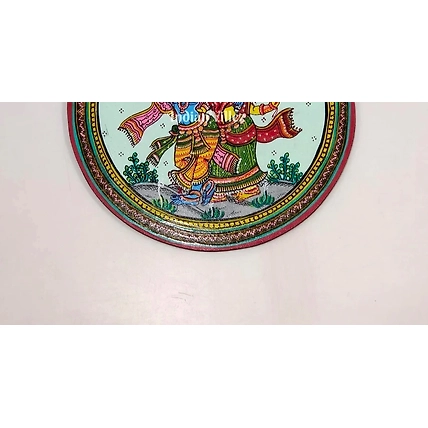 Radha Krishna Hand-painted Pattachitra Wall Plate (GI-Tag Handicraft)-2