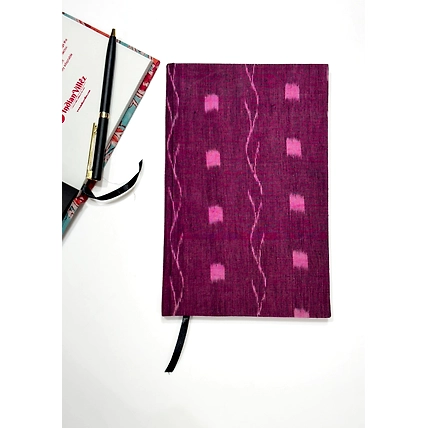 Wine Pink Handmade Ikat Woven Cotton Fabric Cover Diary-3