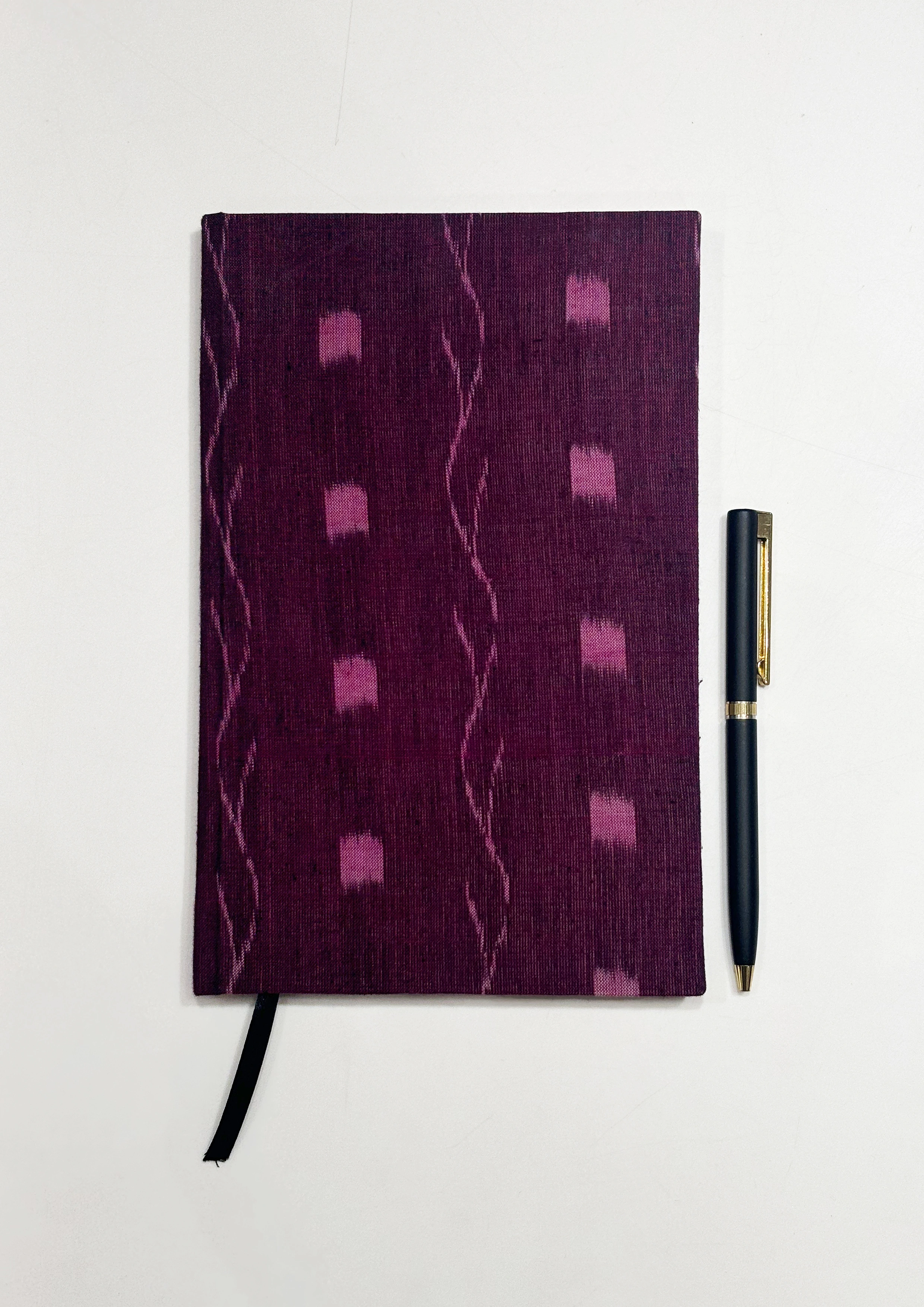 Wine Pink Handmade Ikat Woven Cotton Fabric Cover Diary-2