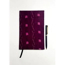 IndeVillez Wine Pink Handmade Ikat Woven Cotton Fabric Cover Diary