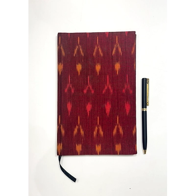 IndeVillez Maroon Handmade Ikat Woven Cotton Fabric Cover Diary