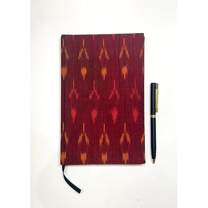 Maroon Handmade Ikat Woven Cotton Fabric Cover Diary-2